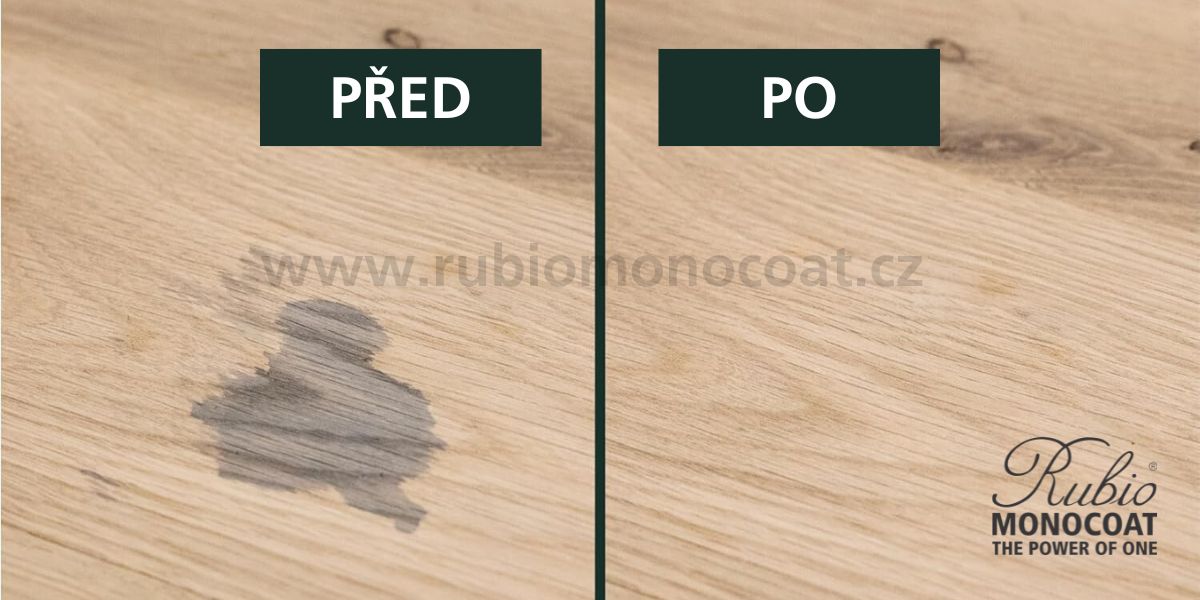 Před aplikací a po Tannin Remover